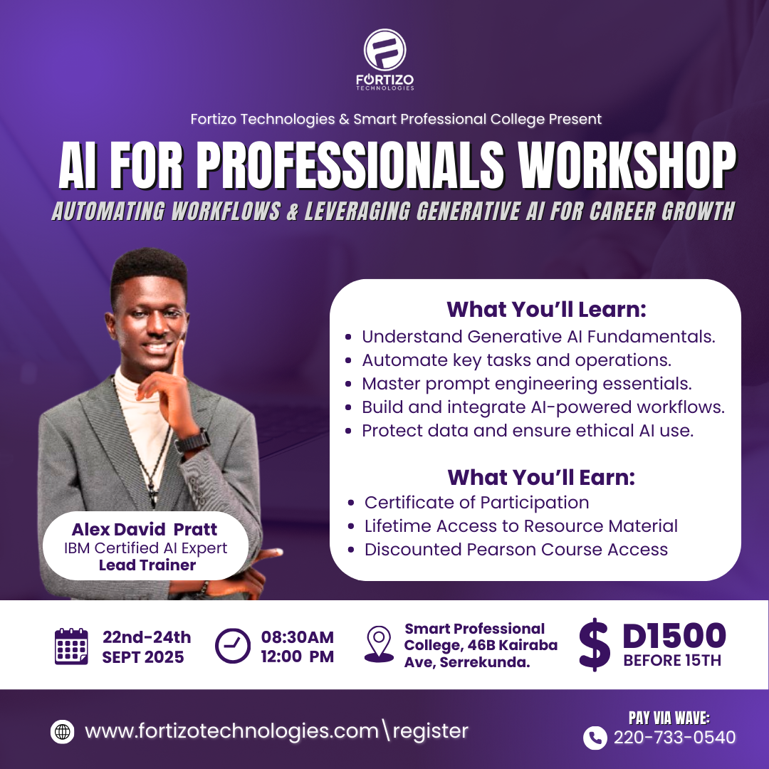 AI for Professionals Workshop Training Flyer